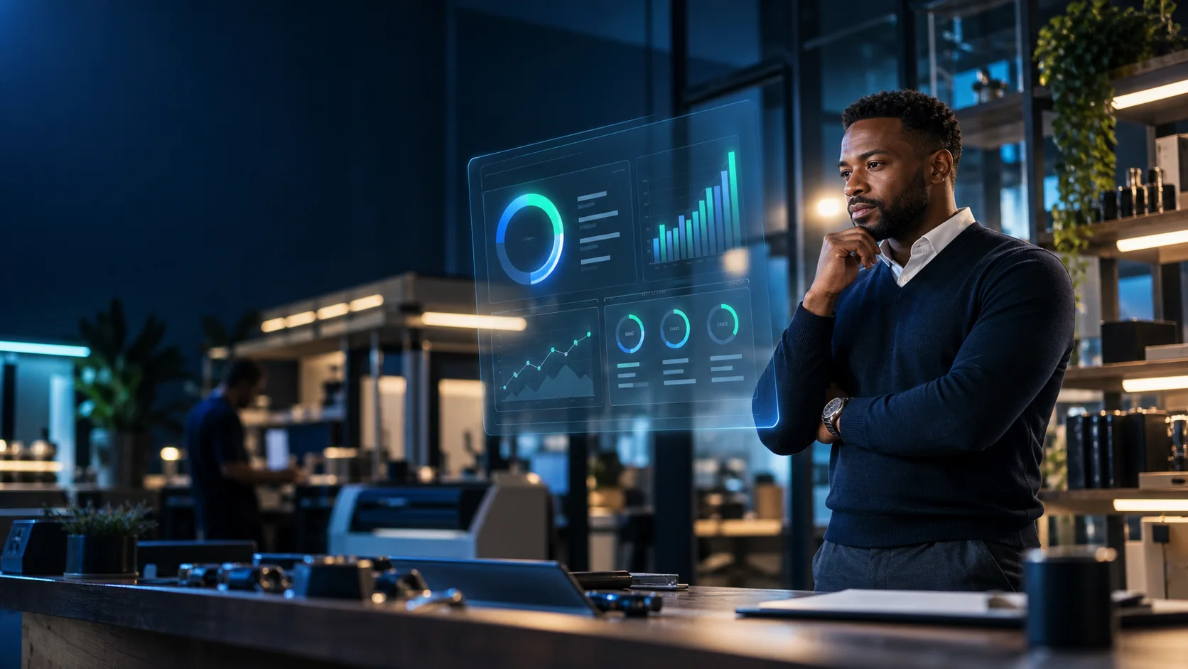 A business owner reviewing a clear financial-readiness dashboard